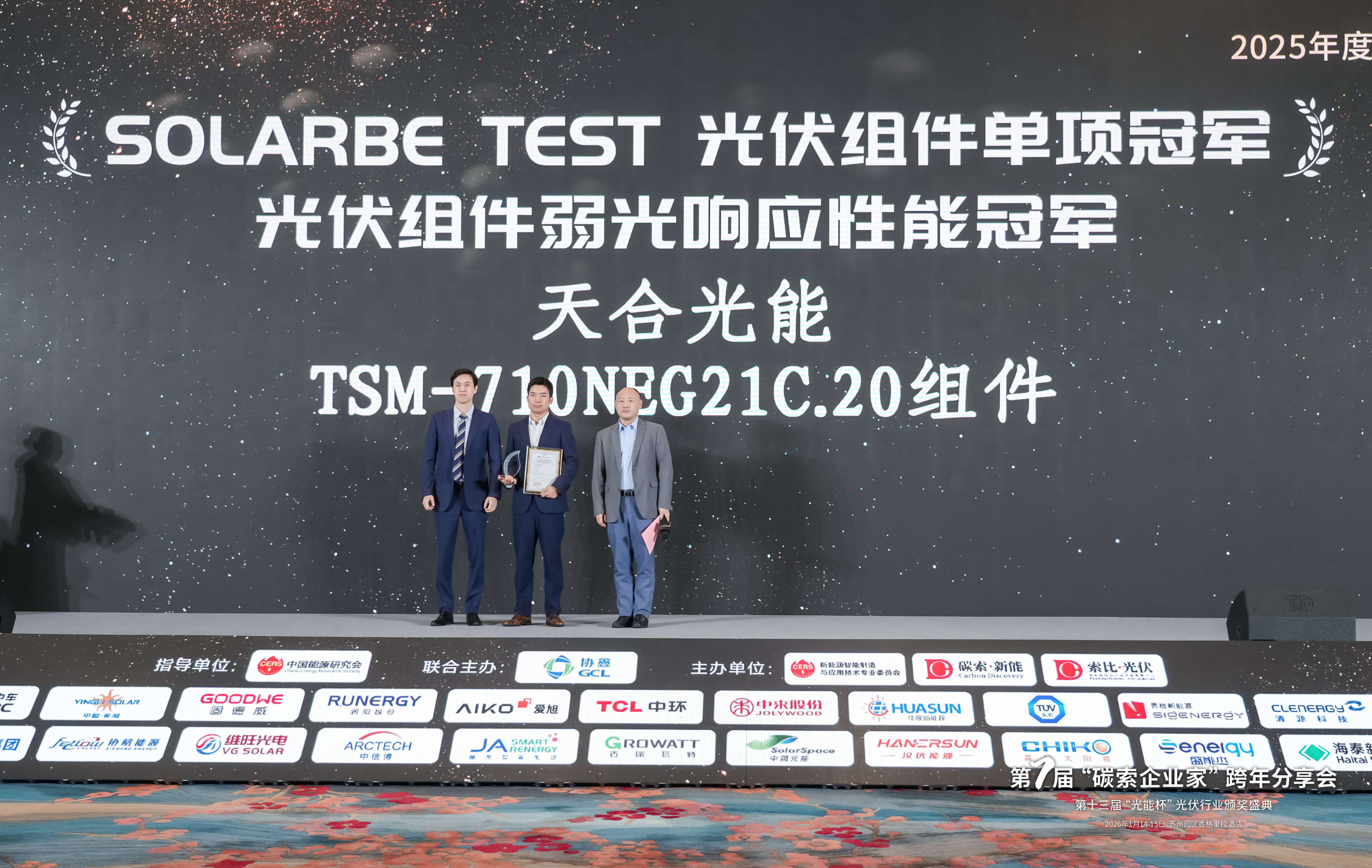 2025光伏组件弱光响应性能冠军:天合光能